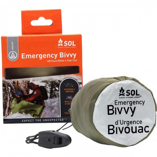 საგანგებო საძილე SOL Emergency Bivvy with Rescue Whistle - OD Green
